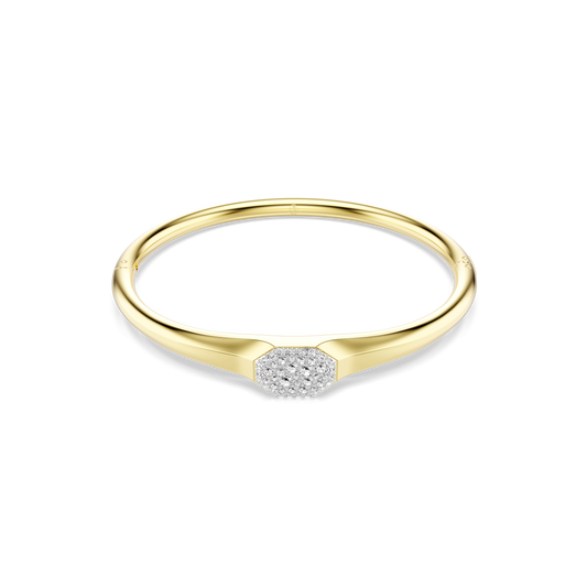 Dextera bangle, Round cut, White, 18K gold finish