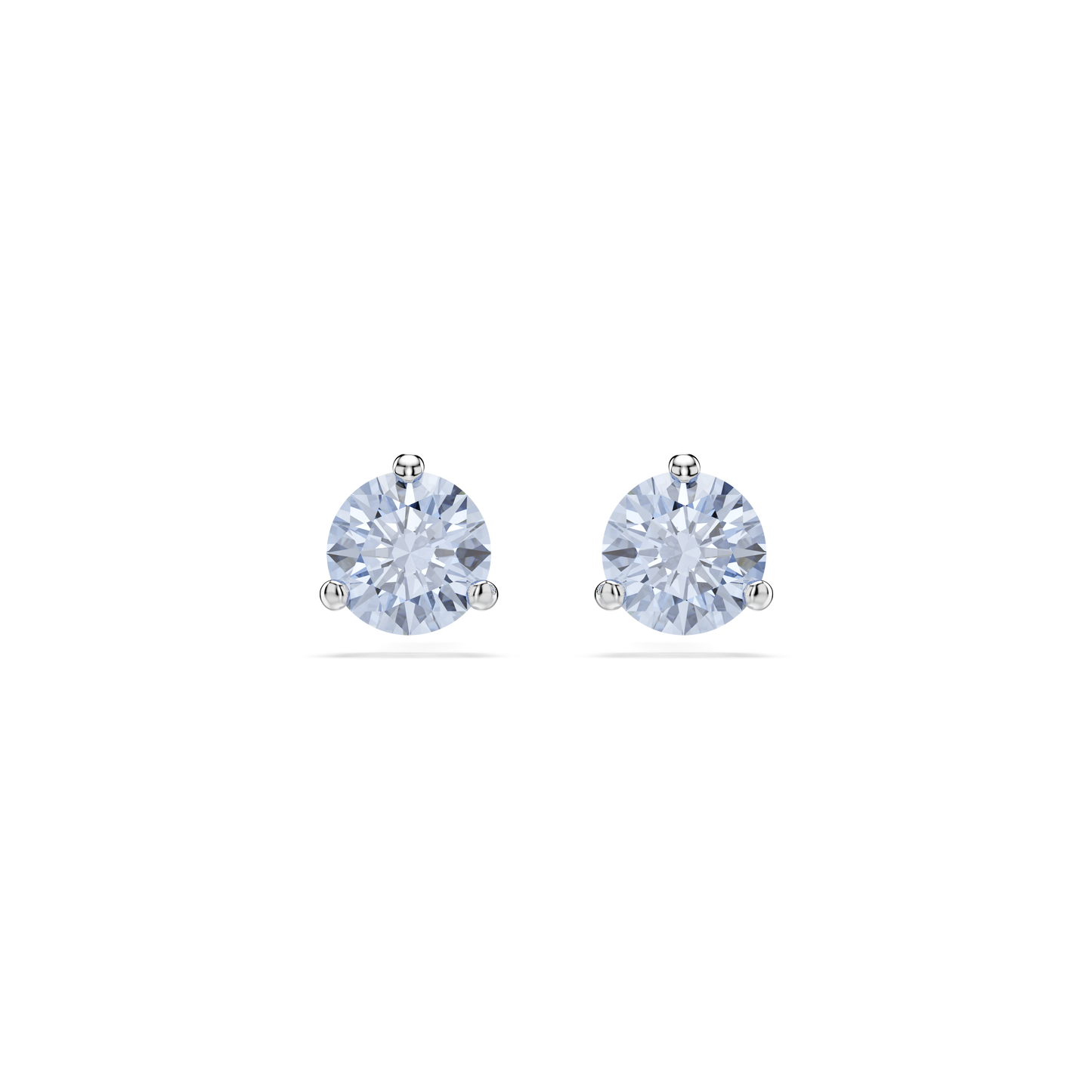 Swarovski Solitaire stud earrings, Round cut, Blue, Rhodium plated