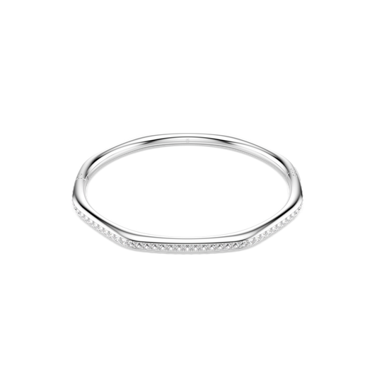 Dextera bangle, Octagon shape, Round cut, White, Rhodium plated