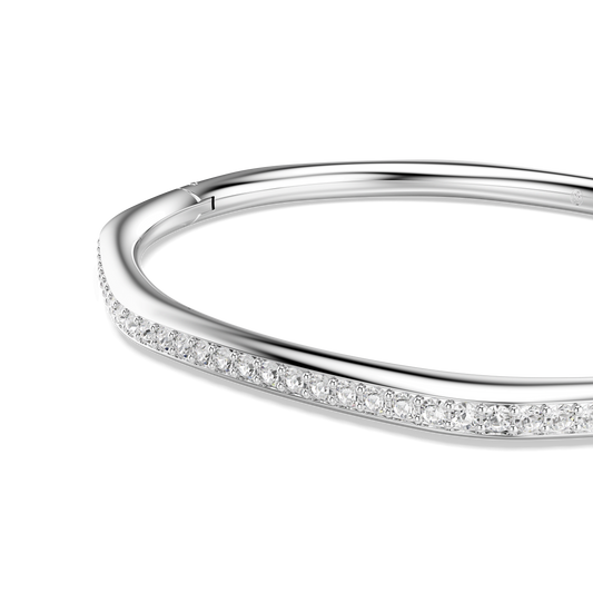 Dextera bangle, Octagon shape, Round cut, White, Rhodium plated