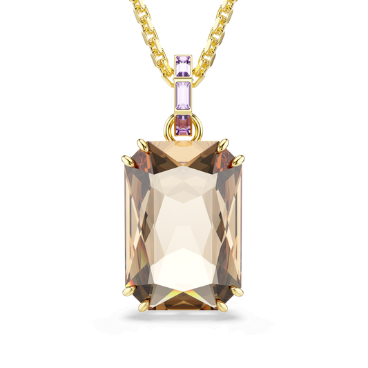 Millenia pendant, Octagon cut, Caramel, 18K gold finish