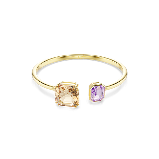 Millenia bangle, Octagon cut, Multicolored, 18K gold finish