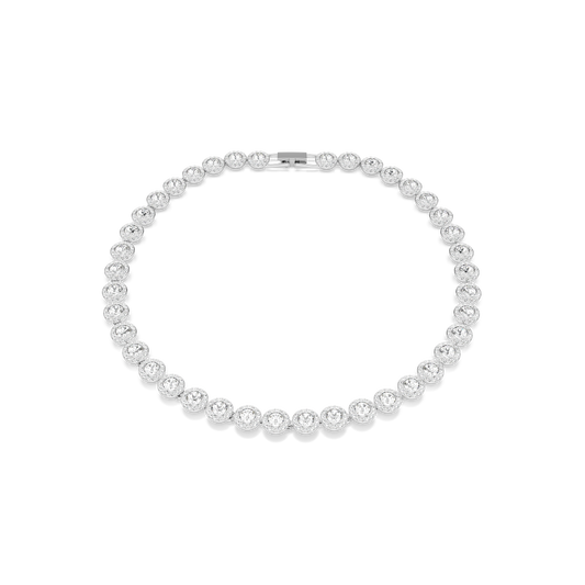 Swarovski Una Angelic Tennis necklace, Round cut, White, Rhodium plated