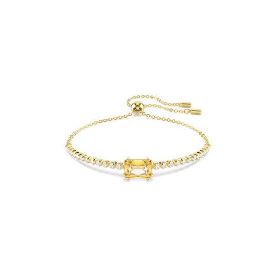 Matrix Tennis bracelet, Mixed cuts, Caramel, 18K gold finish
