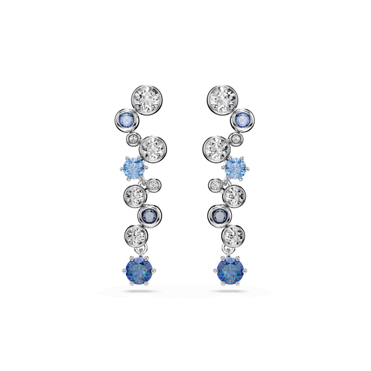 Constella drop earrings, Mixed cuts, Blue, Rhodium plated
