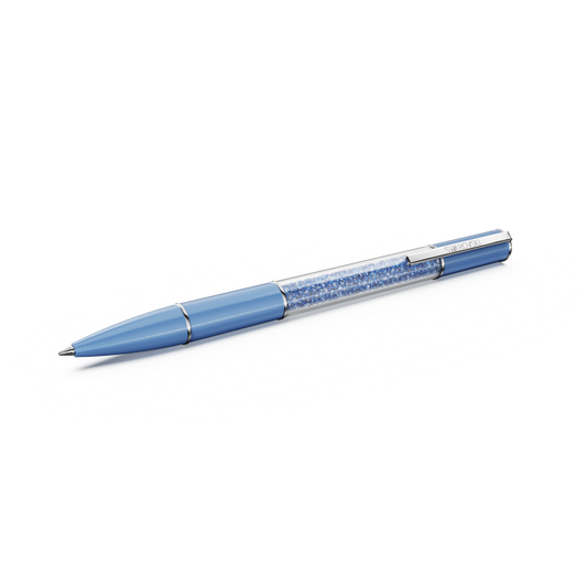 Crystalline ballpoint pen, ReCreated™ crystals, Blue, Blue lacquered, Chrome plated