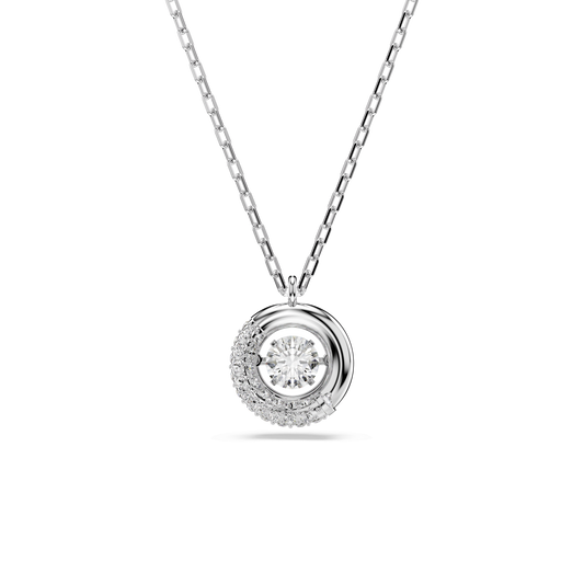 Dextera pendant, Round cut, White, Rhodium plated
