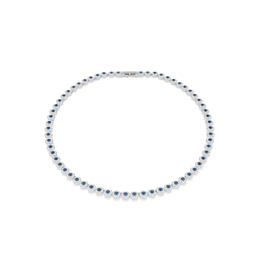Una Angelic necklace, Round cut, Blue, Rhodium plated
