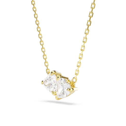 Mesmera necklace, Heart, White, 18K gold finish