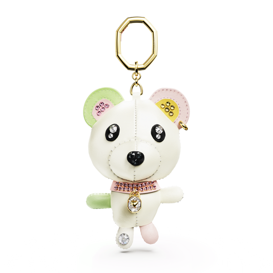 Teddy bag charm, Bear, Multicolored, Gold-tone plated