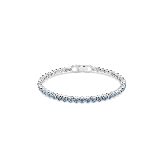 Imber Emily Tennis bracelet, Round cut, Blue, Rhodium plated