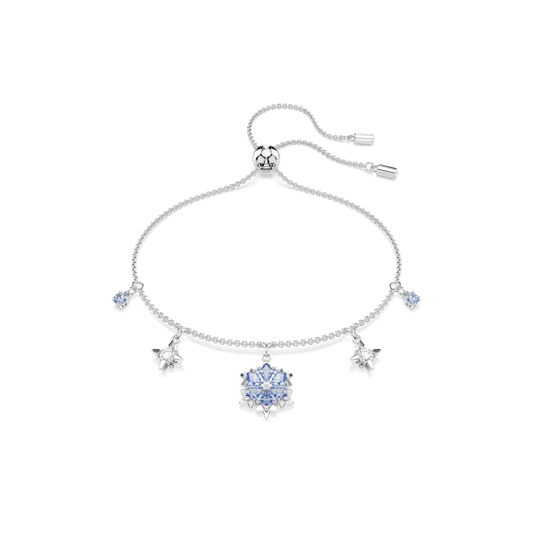 Magic bracelet, Snowflake, Blue, Rhodium plated
