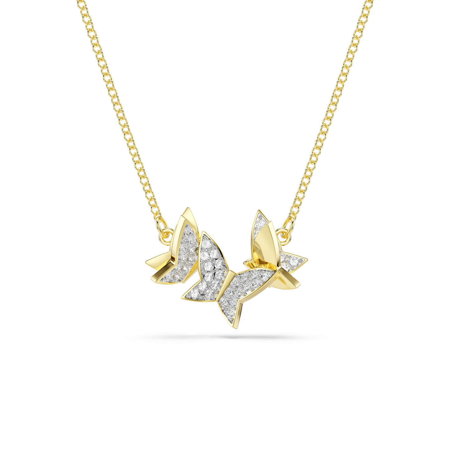 Swarovski Idyllia Lilia necklace, Butterfly, White, Gold-tone plated