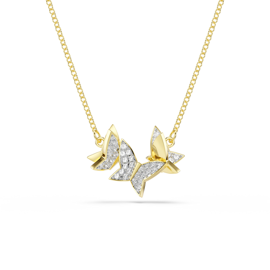 Swarovski Idyllia Lilia necklace, Butterfly, White, Gold-tone plated
