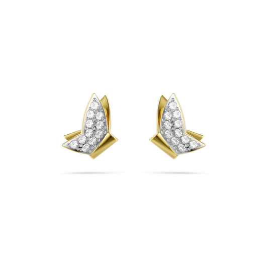 Swarovski Idyllia Lilia stud earrings, Butterfly, White, Gold-tone plated