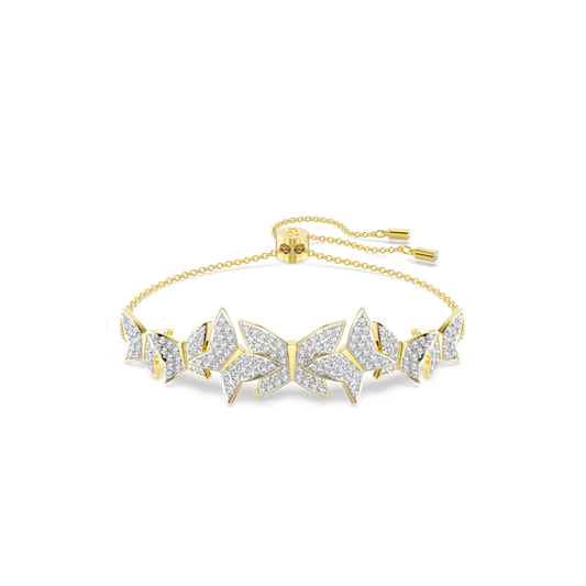 Swarovski Idyllia Lilia bracelet, Butterfly, White, Gold-tone plated