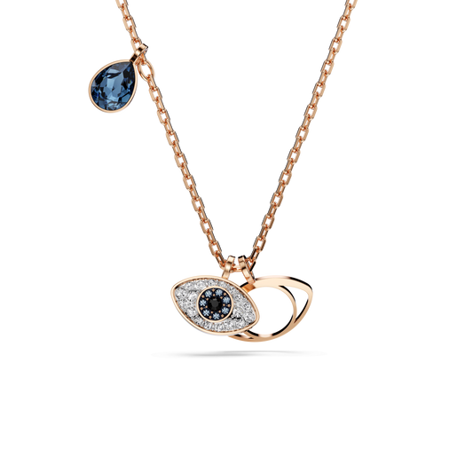 Symbolica pendant, Eye, Multicolored, 18K rose gold finish