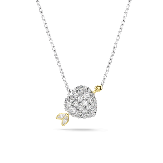 Idyllia pendant, Mixed cuts, Heart with arrow, White, Mixed metal finish