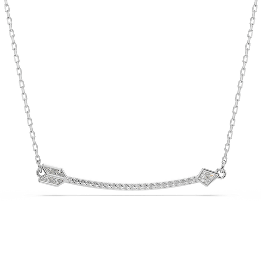 Idyllia pendant, Mixed cuts, Arrow, White, Rhodium plated