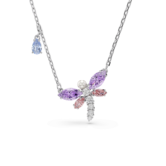 Ariana Grande x Swarovski pendant, Mixed cuts, Dragonfly, Multicolored, Rhodium plated
