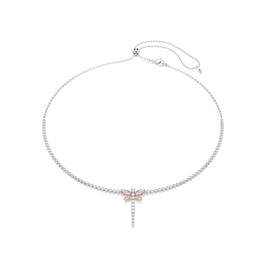 Ariana Grande x Swarovski Y necklace, Mixed cuts, Dragonfly, Multicolored, Rhodium plated
