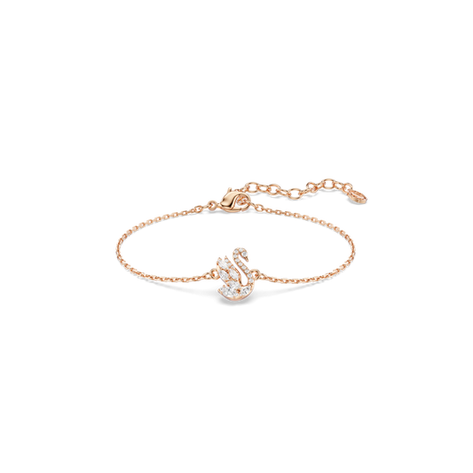 Swan bracelet, Mixed cuts, Swan, White, 18K rose gold finish