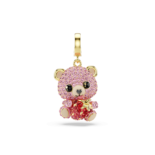 Idyllia charm, Mixed cuts, Teddy, Pink, 18K gold finish