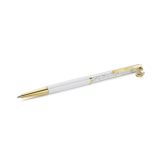 Crystalline ballpoint pen, Horse shoe, White, White lacquered, Gold-tone plated