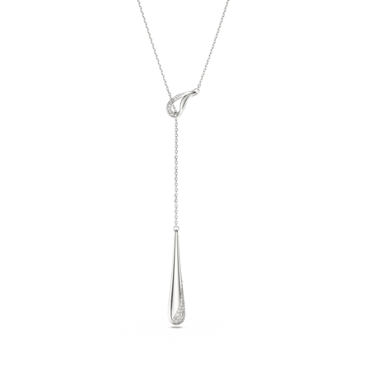 Swarovski Classica Y pendant, Round cut, White, Sterling silver