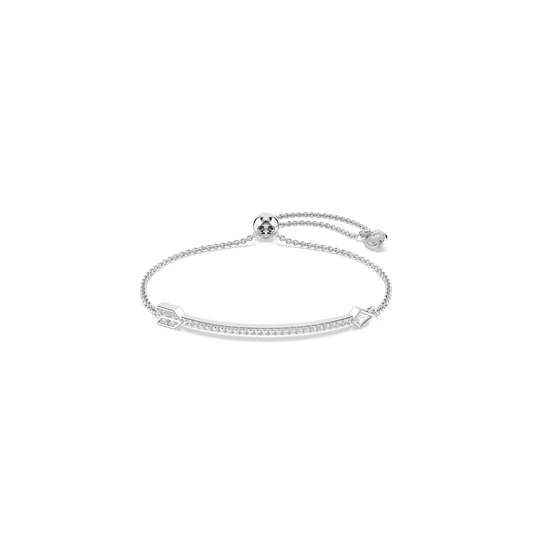 Idyllia bracelet, Mixed cuts, Arrow, White, Rhodium plated