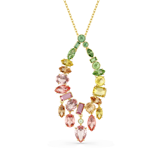 Gema pendant, Mixed cuts, Multicolored, 18K gold finish
