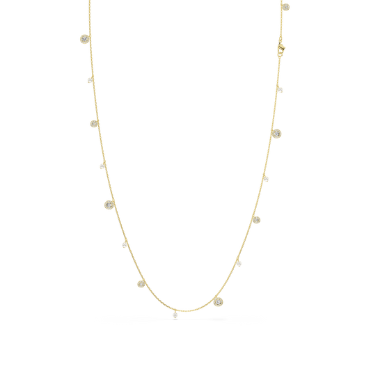 Una Angelic strandage, Crystal pearl, Round cut, White, 18K gold finish