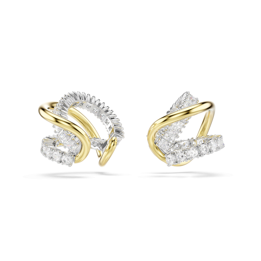 Hyperbola ear cuffs, Mixed cuts, White, Mixed metal finish
