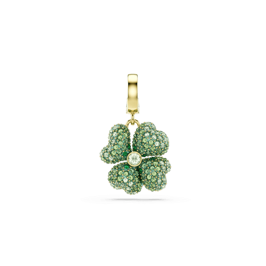 Idyllia charm, Clover, Green, 18K gold finish