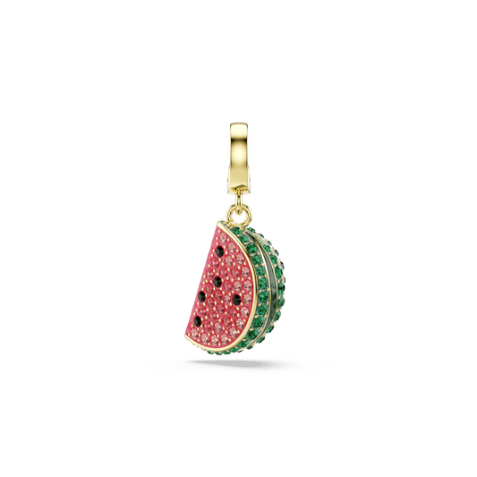Idyllia charm, Mixed cuts, Watermelon, Multicolored, 18K gold finish