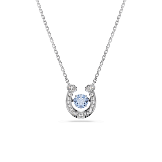 Symbolica pendant, Round cut, Pavé, Horse shoe, Blue, Rhodium plated
