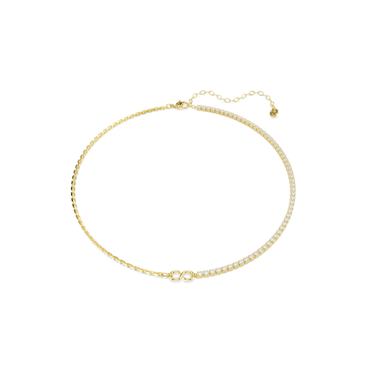 Matrix necklace, Round cut, White, 18K gold finish