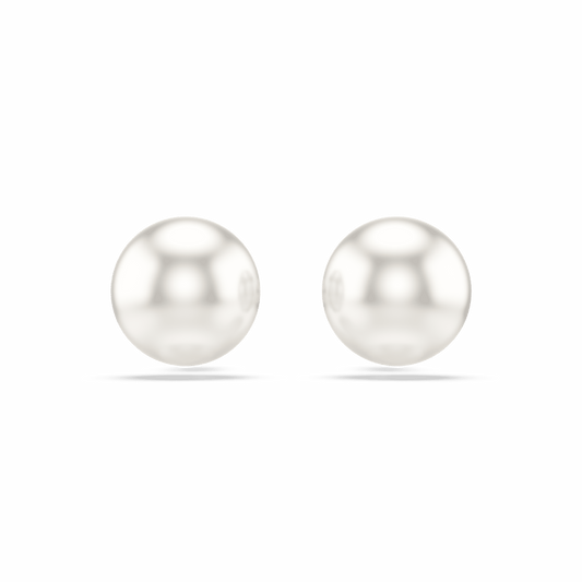 Matrix stud earrings, Crystal pearl, White, Rhodium plated