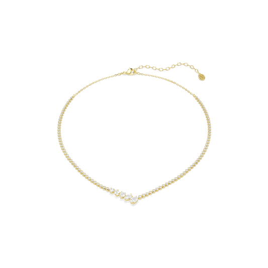 Mesmera necklace, Mixed cuts, White, 18K gold finish