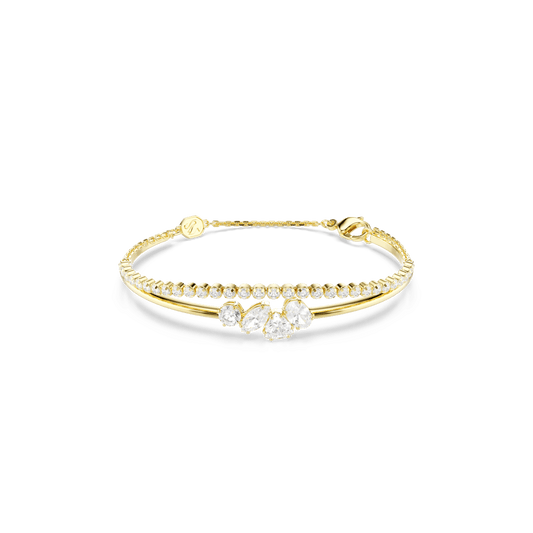 Mesmera bracelet, Mixed cuts, White, 18K gold finish