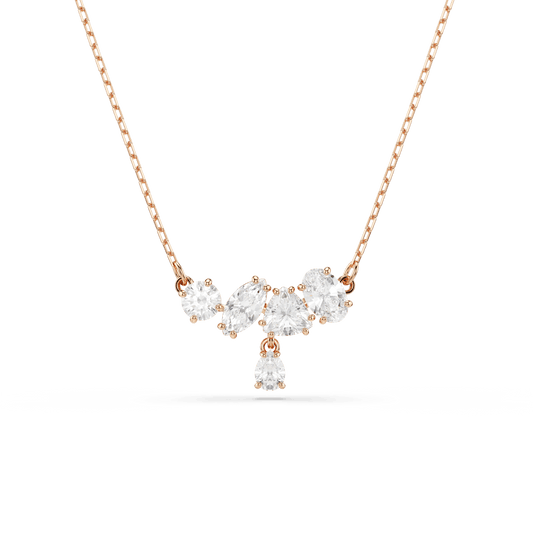 Mesmera necklace, Mixed cuts, White, 18K rose gold finish