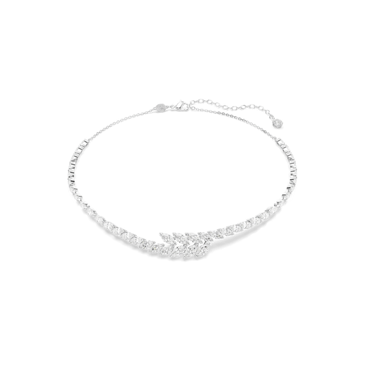 Mesmera necklace, Marquise cut, White, Rhodium plated