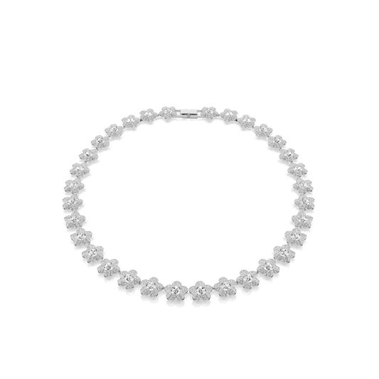 Ariana Grande x Swarovski necklace, Round cut, Flower, White, Rhodium plated