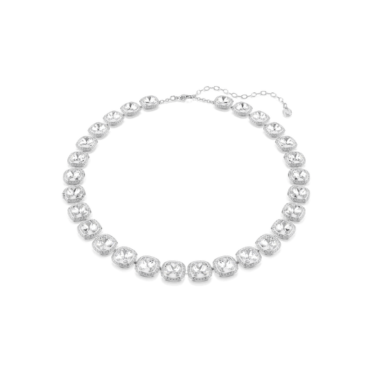 Una Angelic necklace, Cushion cut, White, Rhodium plated