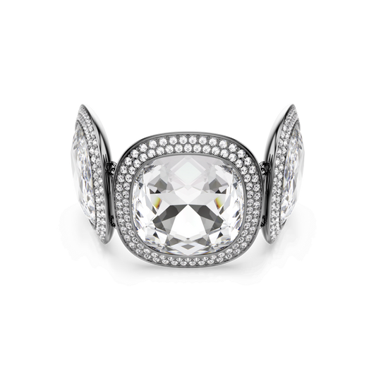 Una Angelic bracelet, Cushion cut, White, Ruthenium plated
