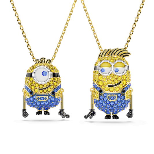 Minions James and Henry set, Pavé, Multicolored, 18K gold finish
