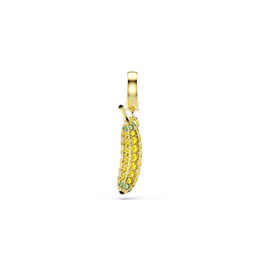 Minions Banana charm, Pavé, Yellow, 18K gold finish