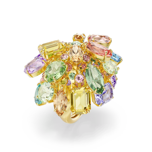 Gema cocktail ring, Mixed cuts, Multicolored, 18K gold finish
