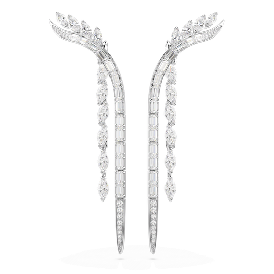 Mesmera earrings, Mixed cuts, White, Rhodium plated