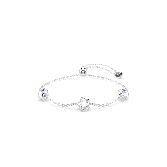 Chroma bracelet, Star, White, Rhodium plated